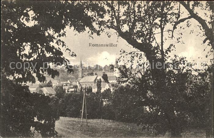 Romanswiller Blick vom Waldrand Kirche