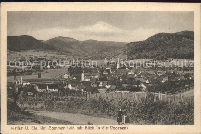 Weiler Ville Bas-Rhin Gesamtansicht Sommer 1916 Blick in die Vogesen