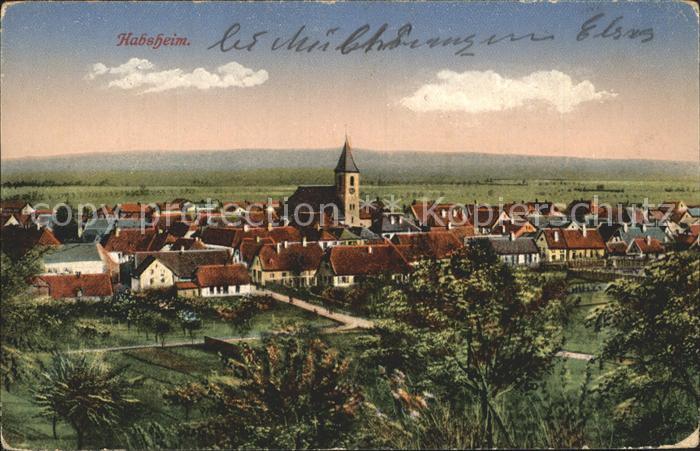 Habsheim Ortsansicht mit Kirche