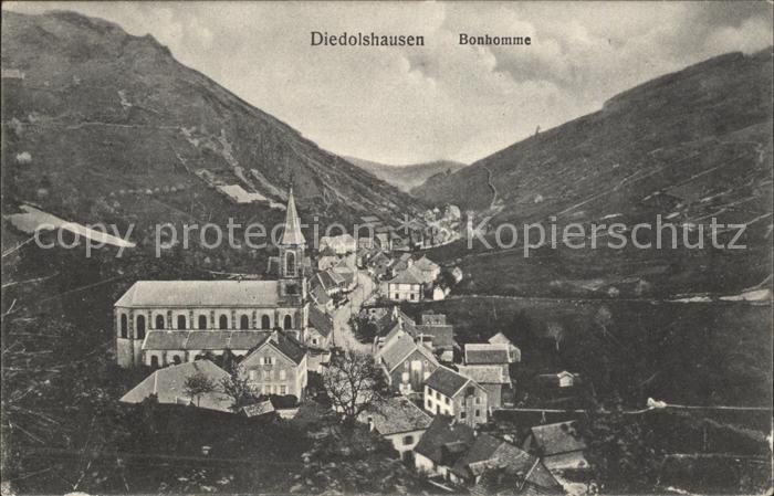 Diedolshausen Ortsansicht mit Kirche Vogesen