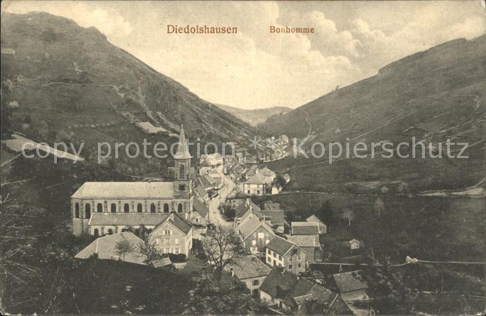 Diedolshausen Ortsansicht mit Kirche Vogesen