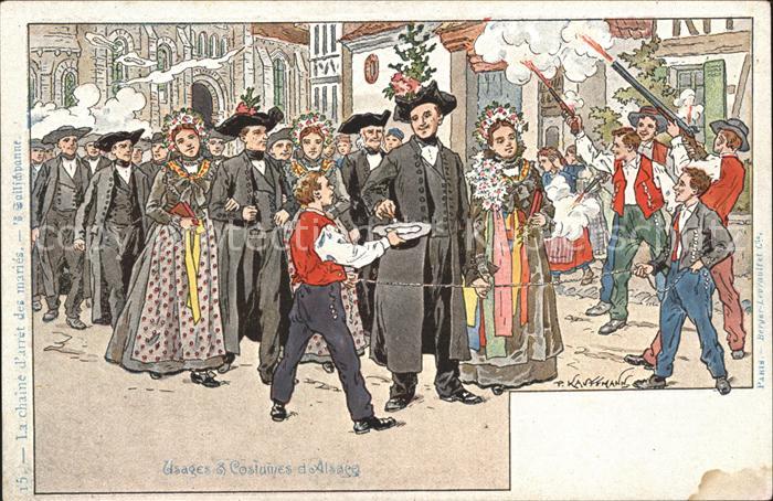 Alsace Elsass Usage et Costumes d_Alsace Künstlerkart
