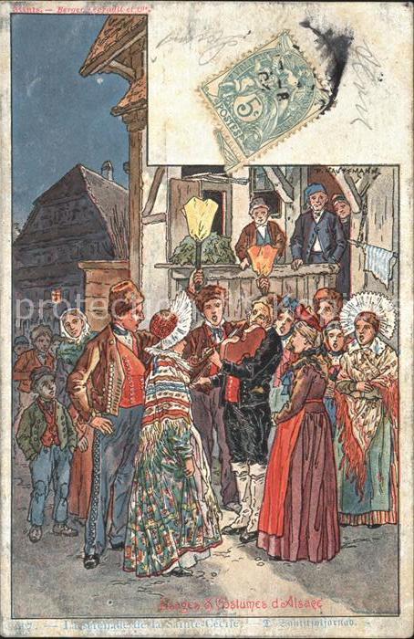 Alsace Elsass Usages et Costumes d_Alsace Künstlerkar