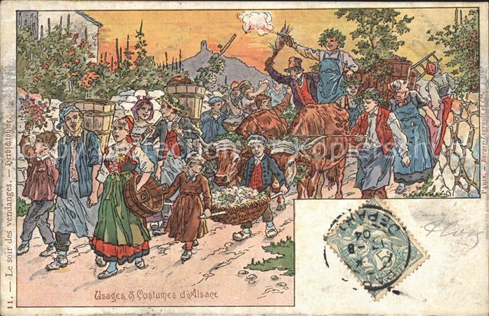 Alsace Elsass Usages et Costumes d Alsace Kuenstlerkarte P. Kauffmann