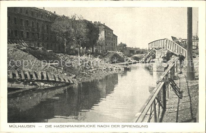 Muelhausen Elsass Hasenrainbrücke nach der Sprengung