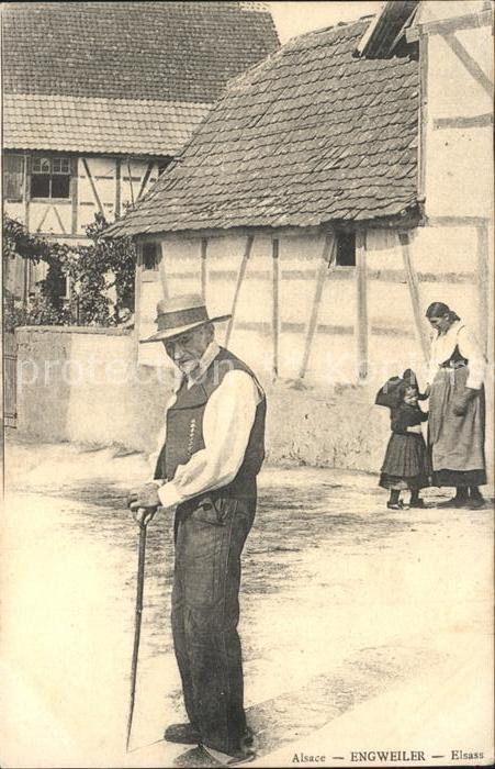 Engweiler alter Mann Frau mit Kind Trachten