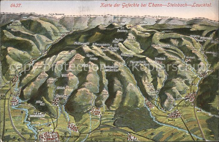 Thann Haut Rhin Elsass Karte der Gefechte bei Thann Steinbach Lauchtal