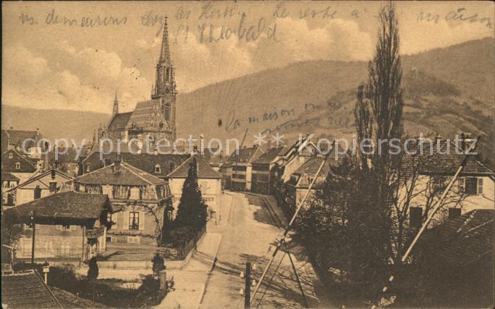 Thann Haut Rhin Elsass Blick vom Bahnhof Kirche