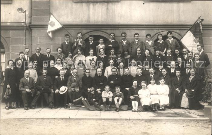 Mulhouse Muehlhausen Gruppenbild Fahnen