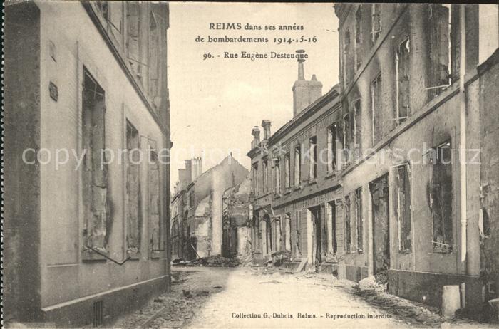 Reims Champagne Ardenne Rue Eugene Desteuque Ruines Grande Guerre 1. Weltkrieg