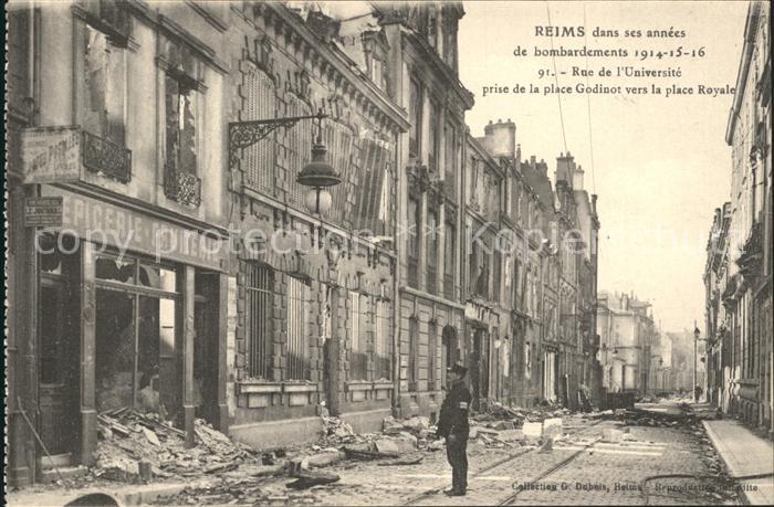 Reims Champagne Ardenne Rue de l'Universite Ruines Grande Guerre 1. Weltkrieg
