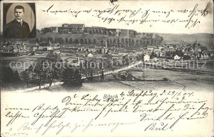 Bitsch Lothringen Gesamtansicht mit Festung Portrait