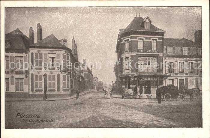 Peronne 80 Somme Strassenpartie Kutsche Cafe
