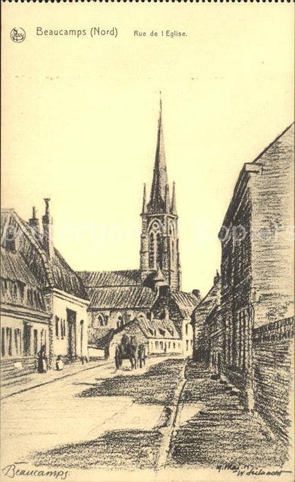 Beaucamps-Ligny Rue de l'Eglise Kuenstlerkarte