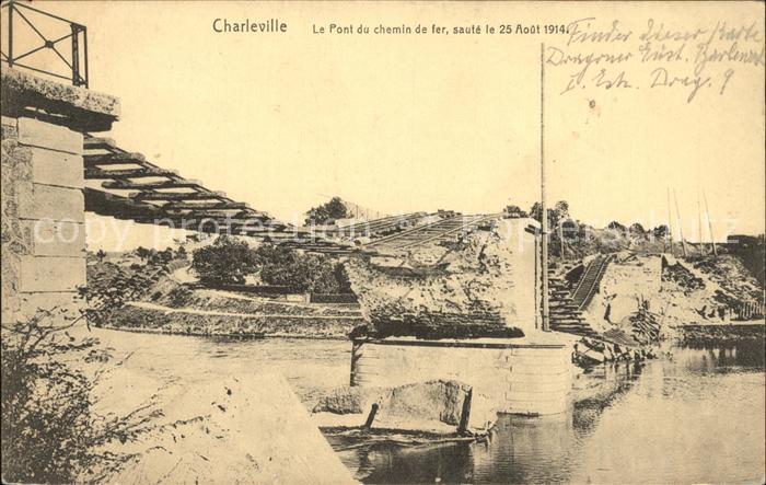Charleville-Mezieres 08 Pont du chemin de fer saute Aout 1914 Ruines Grande Guer