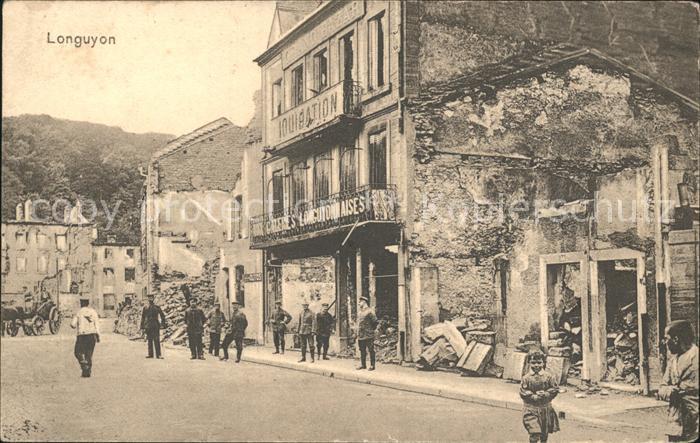 Longuyon zerstörte Häuser 1. Weltkrieg Grande Gu