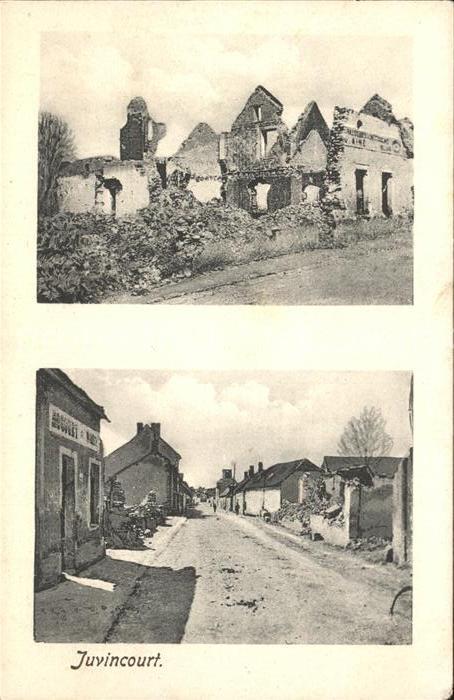 Juvincourt-et-Damary zerstoerte Haeuser 1. Weltkrieg