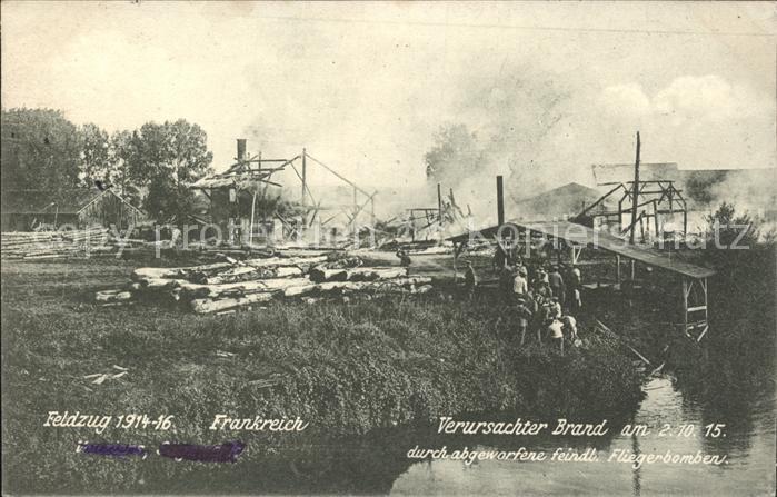 Vouziers Feldzug Frankreich 1. Weltkrieg Saegewerk Brand