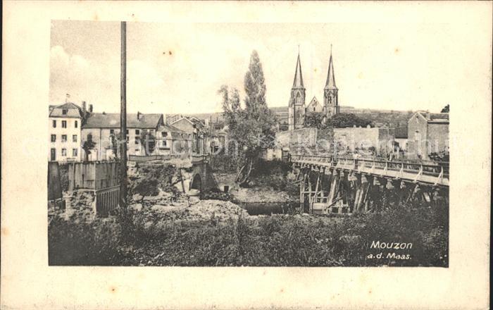 Mouzon Ardennes Ortsansicht mit Kirche Bruecke