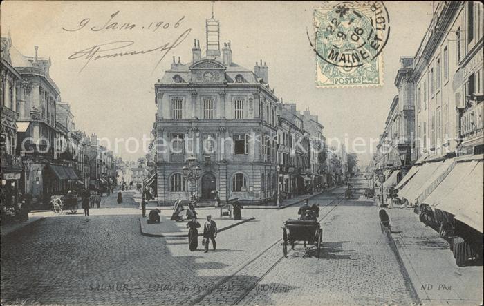 Saumur Hotel des Postes Rue d Orleans Kutsche Stempel auf AK