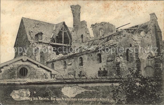 Cernay-les-Reims von Franzosen zerschossene Kirche 1. Weltkrieg Nr. 792