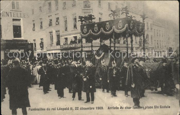 Bruxelles Bruessel Funerailles du Roi Leopold II Decembre 1909 Place Ste Gudule