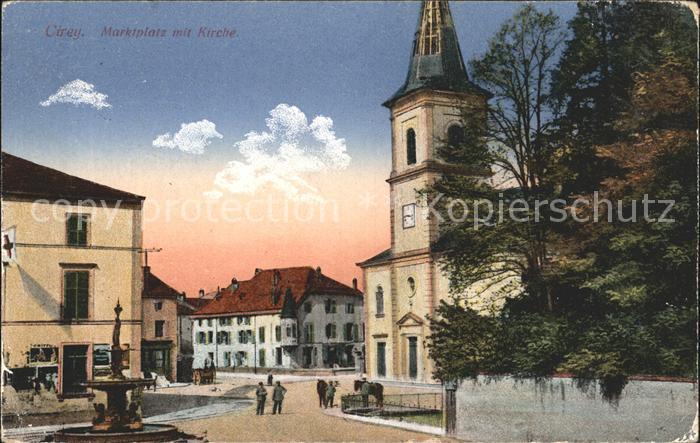 Cirey-sur-Vezouze Marktplatz mit Kirche Brunnen