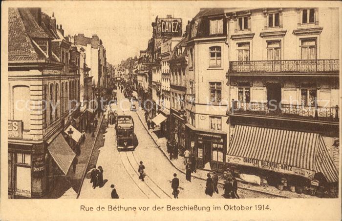 Lille Nord Rue de Bethune vor der Beschiessung Oktober 1914 Strassenbahn
