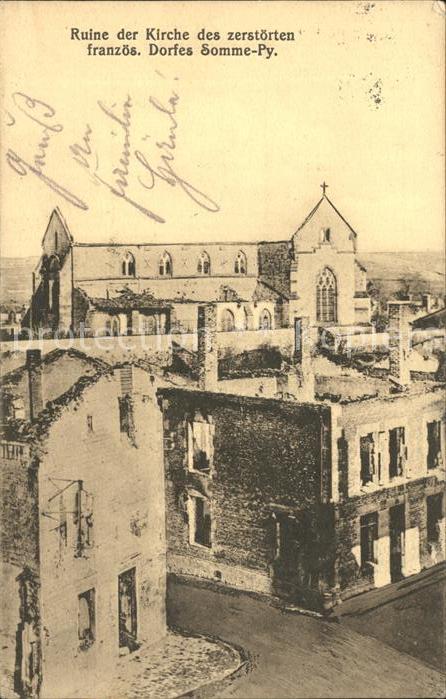 Somme-Py-Tahure Ruine der Kirche 1. Weltkrieg Grande Guerre