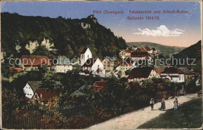 Pfirt Totalansicht mit Schloss Ruine Gefechte 1914/15 1. Weltkrieg Grande Guerre