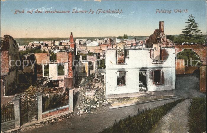 Somme-Py-Tahure zerschossene Stadt 1. Weltkrieg Feldzug 1914/15 Grande Guerre