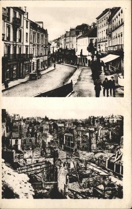Saint Lo Rue Torteron avant et apres le bombarde