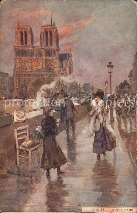 Paris Eglise Notre Dame Promenade Kuenstlerkarte