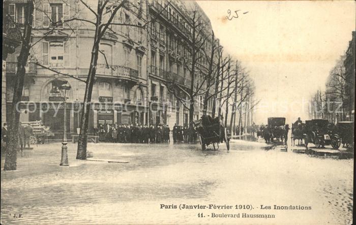Paris Inondations Janvier 1910 Boulevard Haussmann Hochwasser Katastrophe