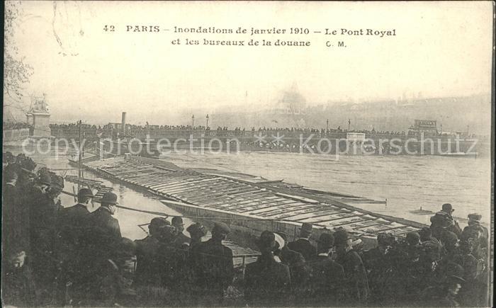 Paris Inondations Janvier 1910 Pont Royal Hoc