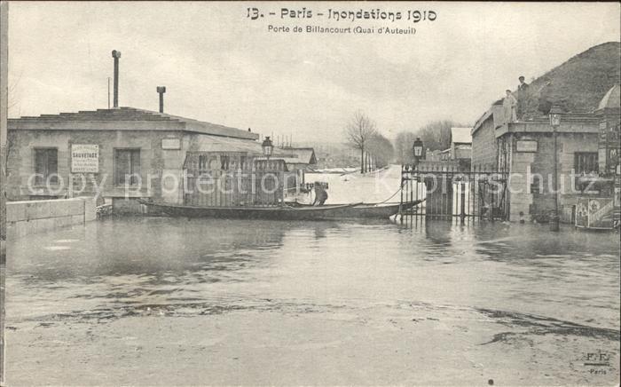 Paris Inondations Janvier 1910 Porte de Billancourt Hochwasser Katastrophe