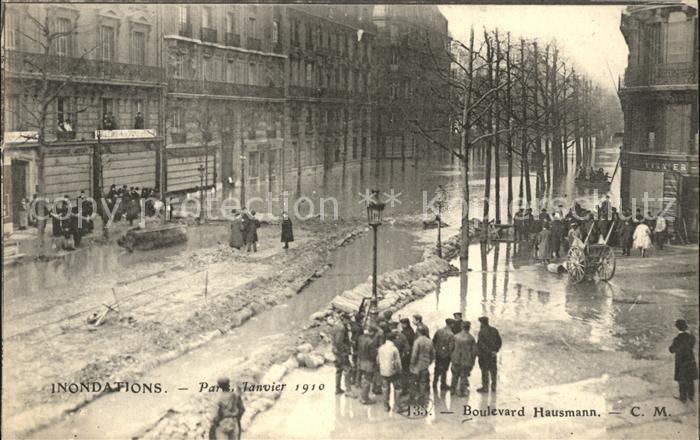 Paris Inondations Janvier 1910 Boulevard Hausmann Hochwasser Katastrophe