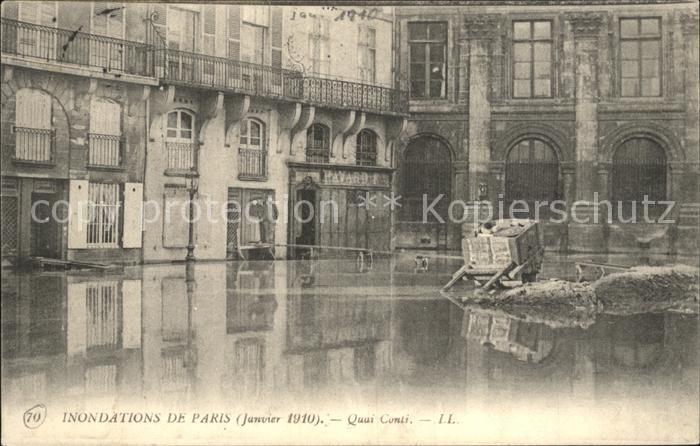 Paris Inondations Janvier 1910 Quai Conti Hoc