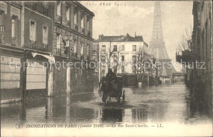 Paris Inondations Janvier 1910 Tour Eiffel Hochwasser Katastrophe