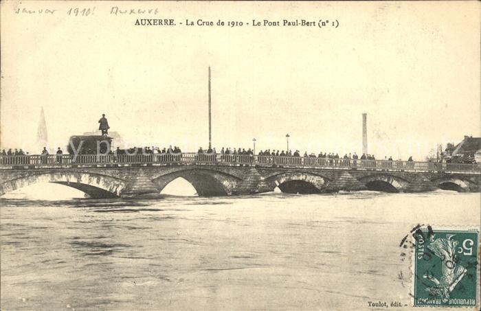 Auxerre Crue de l'Yonne 1910 Pont Paul Bert Hochwasser Katastrophe