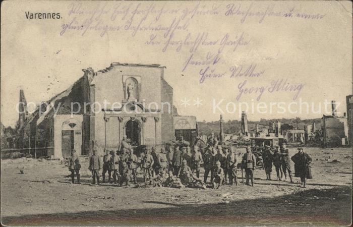 Varennes-en-Argonne Gruppenbild Soldaten Truemmer 1. Weltkrieg Grande Guerre Nr.