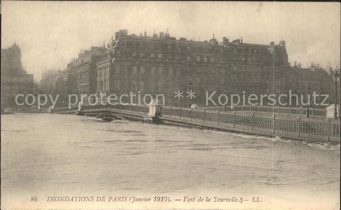Paris Inondations Janvier 1910 Pont de la Tournelle Hochwasser Katastrophe