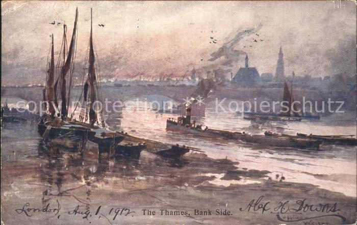 London Thames Bank Siede Kuenstlerkarte