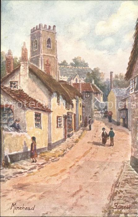 Minehead West Somerset Kuenstlerkarte Strassenpartie