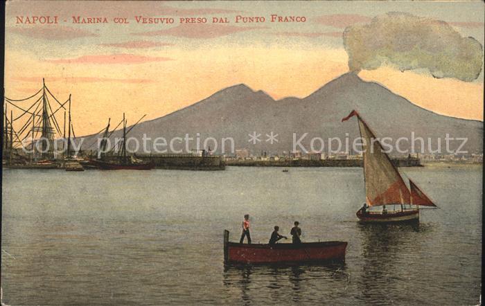 Napoli Neapel Marina col Vesuvio dal Punto Franco