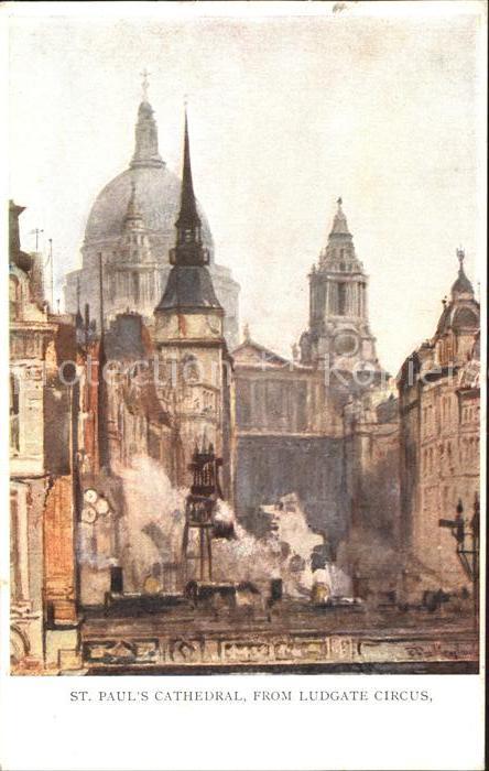 London St Paul Cathedral Ludgate Circus Kuenstlerkarte
