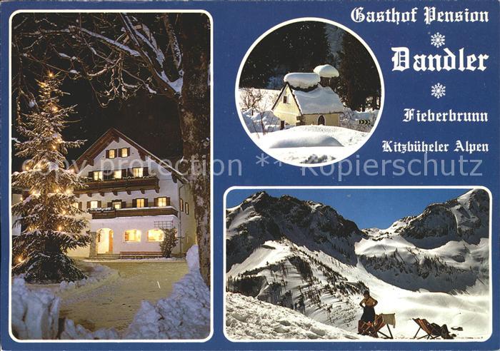 Fieberbrunn Tirol Gasthof Dandler bei Nacht Panorama