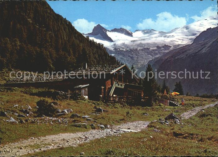 Habachtal Alpengasthof Enzian mit Habachkees und Schwarzkopf