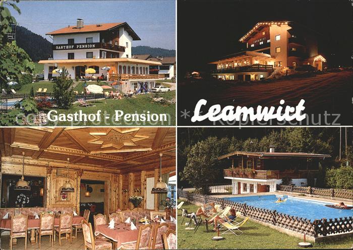 Hopfgarten Brixental Gasthof Pension Leamwirt Nachtaufnahme Gastraum Swimmingpoo