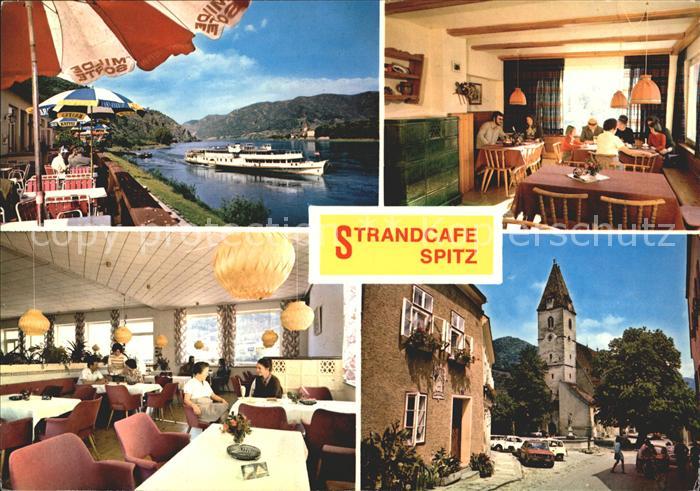 Spitz Donau Strandcafe Spitz Stube Terrasse Donauschiff Kirche